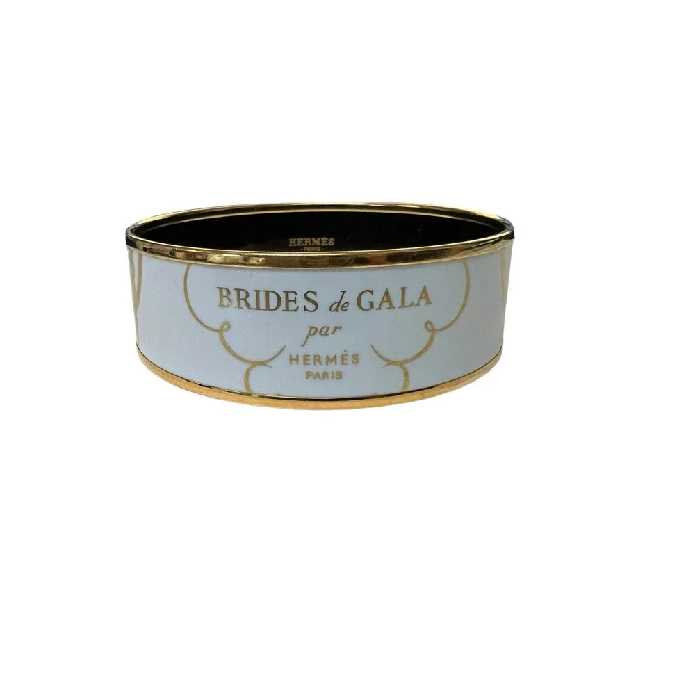 Hermes Brides de Gala White/Gold Bangle Bracelet Made In France